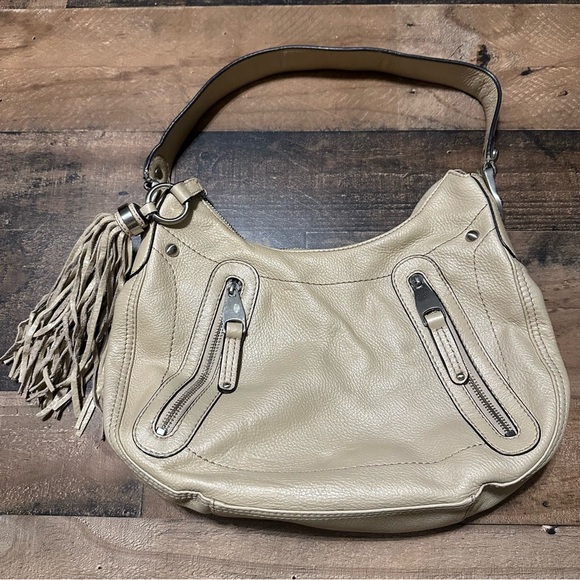 B. Makowsky Leather Fringe Hobo Bag - Picture 1 of 6